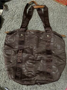 Victoria's Secret PINK Y2K satin Brown monogram Tote